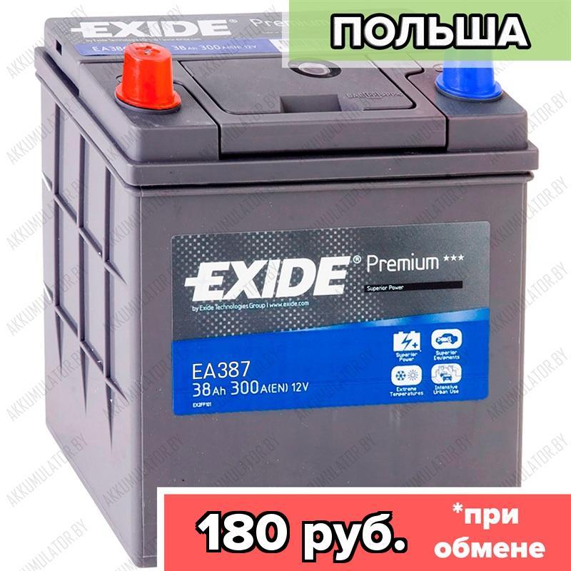 Аккумулятор Exide Premium EA387 / 38Ah / 300А / Asia / Прямая полярность / 187 x 127 x 200 (220)