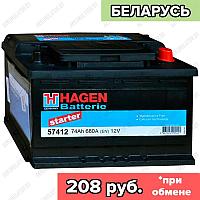 Аккумулятор Hagen Starter 57412 / 74Ah / 680А / Обратная полярность / 278 x 175 x 190