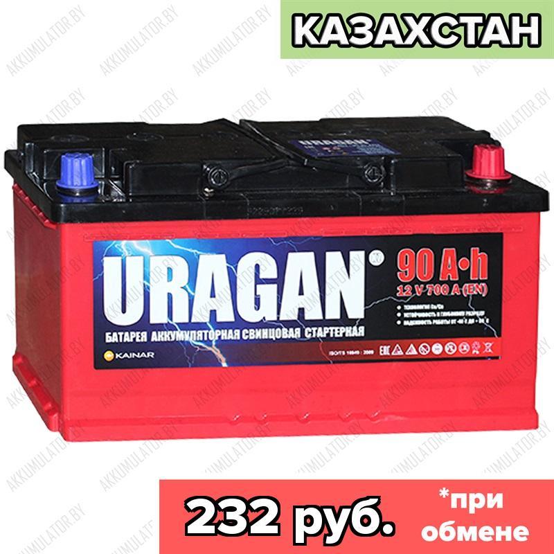 Аккумулятор Uragan 90 Ah / 700А / Обратная полярность / 353 x 175 x 190