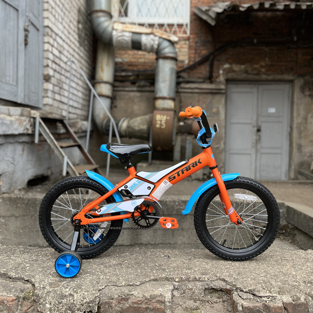 Велосипед детский Stark Tanuki 16 оранжевый/голубой - фото 2 - id-p171539703