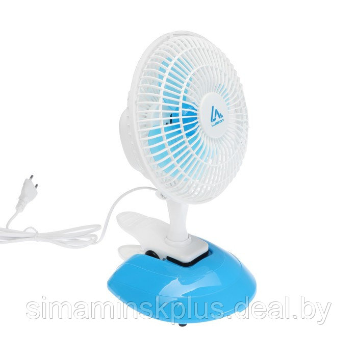 Вентилятор Luazon LOF-04, настольный, 15 Вт, 15 см, 2 режима, пластик, бело-голубой - фото 2 - id-p174610134