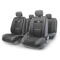 Авточехлы универcальные AUTOPROFI COMFORT, COM-1105GP BK/BK (M), экокожа, 3D полиэстер под кожу, набор из 11