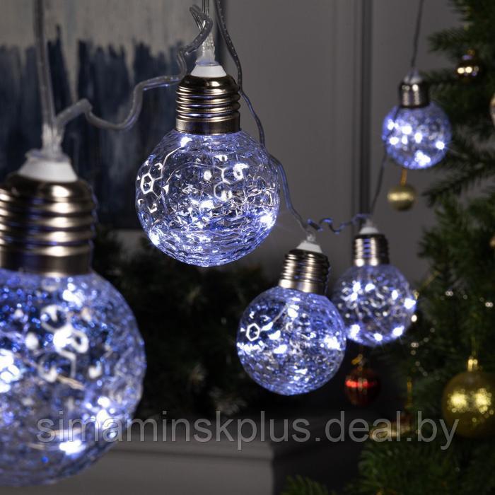Гирлянда «Нить» 3 м с насадками «Лампочки шары», IP20, прозрачная нить, 80 LED, свечение белое, 8 режимов, 220 - фото 1 - id-p177483608