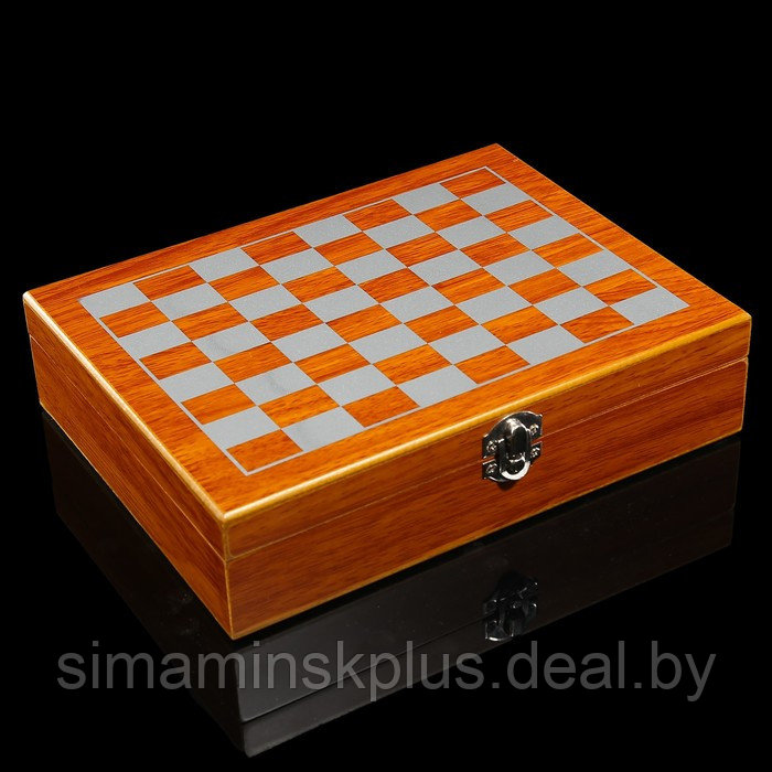 Набор 6 в 1: фляжка 8 oz, рюмка, воронка, кубики 5 шт, карты, шахматы, 18 х 24 см - фото 3 - id-p177487466