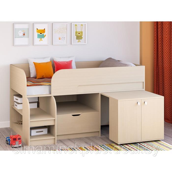 Детская кровать-чердак «Астра 9 V9», выдвижной стол, цвет дуб молочный/дуб молочный - фото 1 - id-p177038707