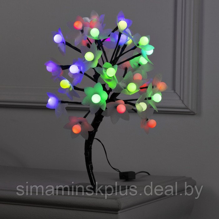 Светодиодный куст «Цветы с шариками» 30 см, 32 LED, мигание, 220 В, свечение мульти (RG/RB) - фото 1 - id-p176830728