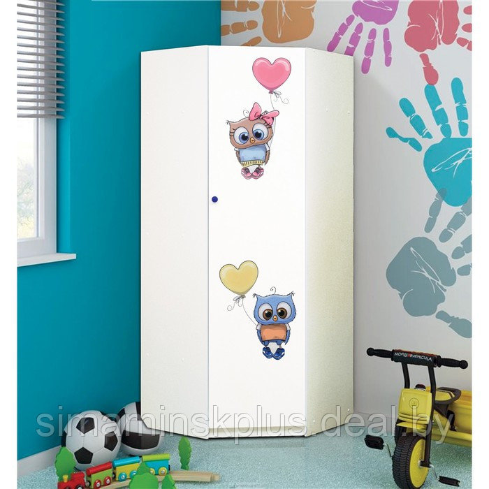 Шкаф угловой детский «Совята 2.2», 850 × 850 × 2100 мм, цвет белый - фото 1 - id-p177039699