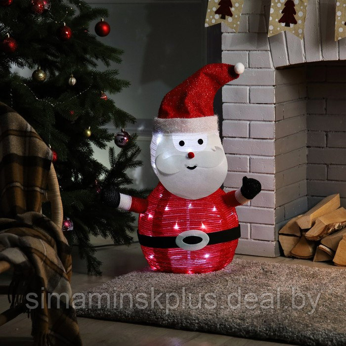 Светодиодная фигура «Дед Мороз» 35 × 70 × 35 см, металл, текстиль, 220 В, свечение белое - фото 1 - id-p176830765