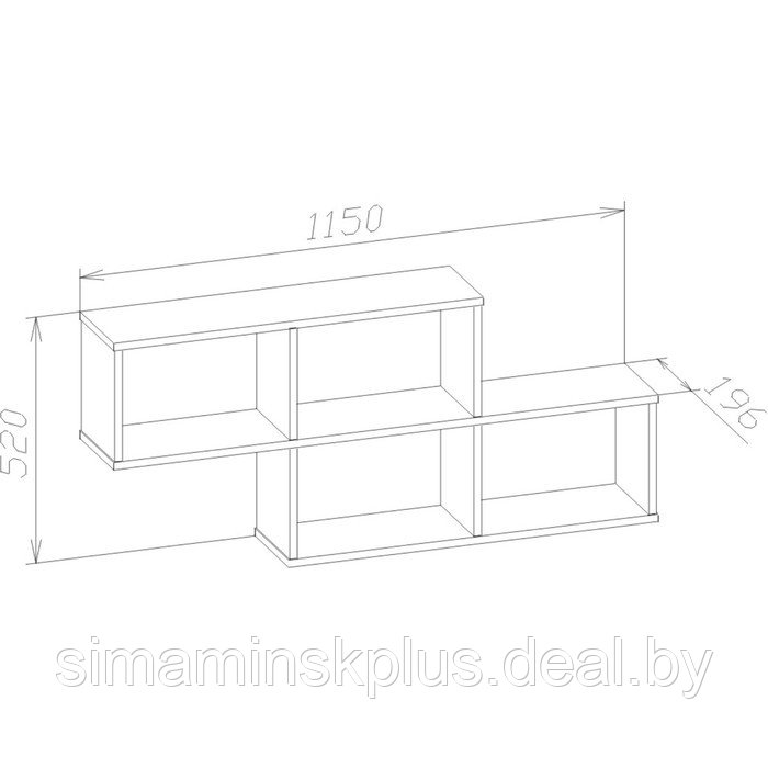 Полка настенная «ПК-3», 1150 × 196 × 520 мм, цвет дуб сонома - фото 2 - id-p177036865