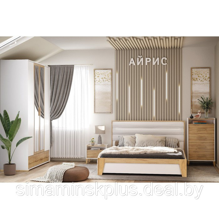 Кровать Люкс «Айрис 306», 2000 × 1800 мм, без основания, цвет белый / дуб золотистый - фото 3 - id-p177488549