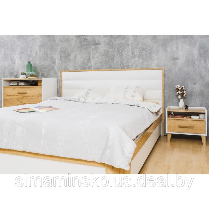 Кровать Люкс «Айрис 306», 2000 × 1800 мм, без основания, цвет белый / дуб золотистый - фото 4 - id-p177488549