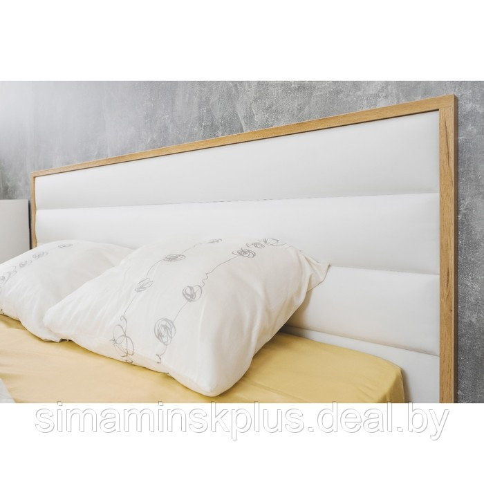 Кровать Люкс «Айрис 306», 2000 × 1800 мм, без основания, цвет белый / дуб золотистый - фото 5 - id-p177488549