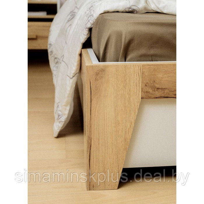 Кровать Люкс «Айрис 306», 2000 × 1800 мм, без основания, цвет белый / дуб золотистый - фото 6 - id-p177488549