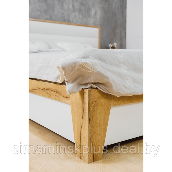 Кровать Люкс «Айрис 306», 2000 × 1800 мм, без основания, цвет белый / дуб золотистый - фото 7 - id-p177488549