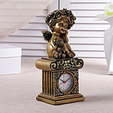 Часы настольные каминные "Ангел с медвежонком", цвет золото, h=25.5 см, микс, фото 2