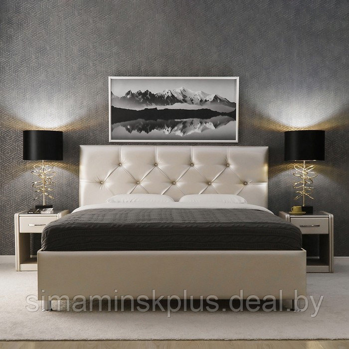Кровать «Монблан» без ПМ, 1400×2000 мм, встроенное основание, цвет nice beige - фото 2 - id-p177046376