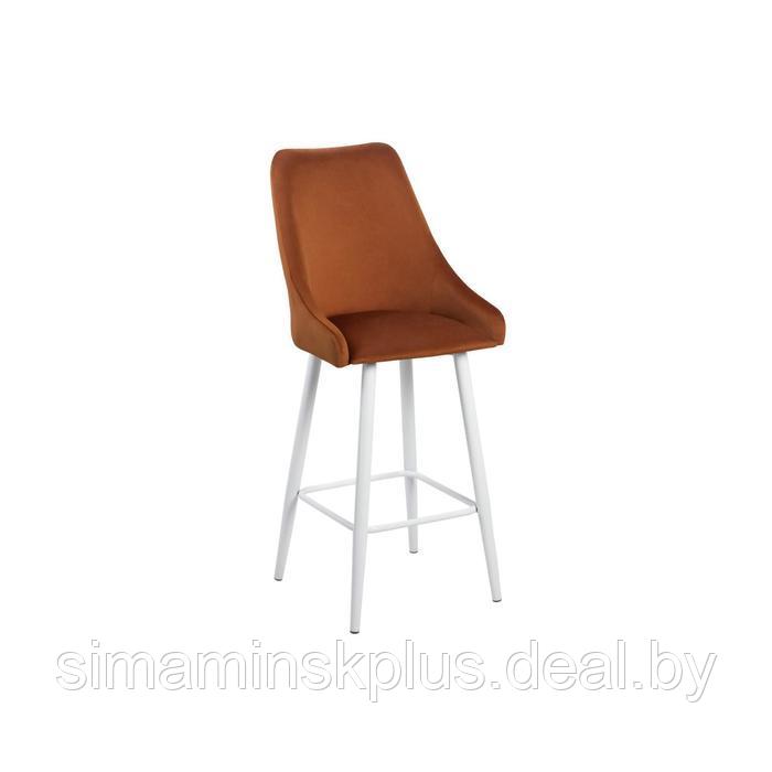 Барный стул Хэнк Велюр 4 Терракот/ Хард металл Белый глянец - фото 1 - id-p177039906