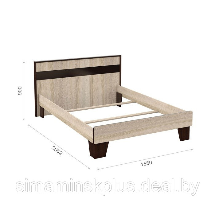 Кровать «Эшли» без ПМ, 140 × 200 см, без основания, цвет венге / дуб сонома - фото 2 - id-p177045636