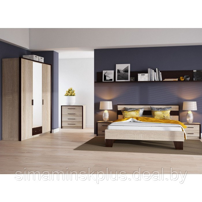Кровать «Эшли» без ПМ, 140 × 200 см, без основания, цвет венге / дуб сонома - фото 4 - id-p177045636