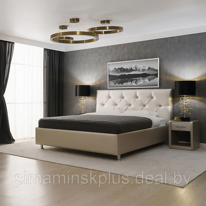 Кровать «Монблан» без ПМ, 1600×2000 мм, встроенное основание, цвет nice beige - фото 1 - id-p177488555