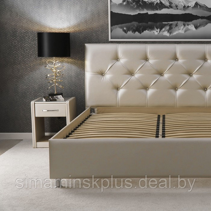 Кровать «Монблан» без ПМ, 1600×2000 мм, встроенное основание, цвет nice beige - фото 3 - id-p177488555