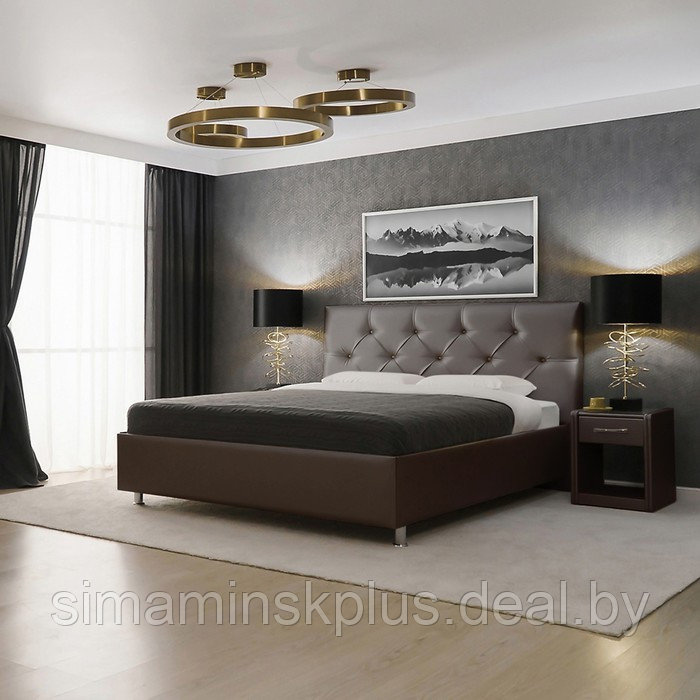 Кровать «Монблан» без ПМ, 1600×2000 мм, встроенное основание, цвет пралине - фото 1 - id-p177488556