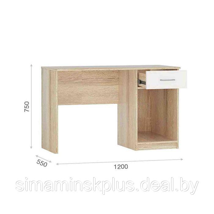 Стол письменный «Стелс 120», 1 ящик, 1200 × 550 × 750 мм, цвет дуб сонома / белый - фото 2 - id-p177039442