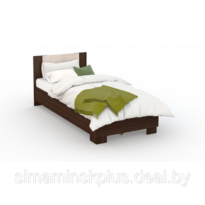 Кровать «Аврора» без ПМ, 90х200 см, со встроенным основанием, Венге/Дуб молочный - фото 1 - id-p177045670