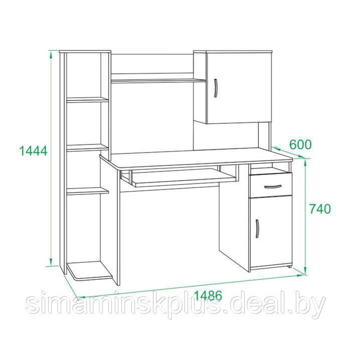 Компьютерный стол, 1486 × 600 × 1440 мм, цвет корпус венге / фасад белёный дуб - фото 3 - id-p177034729