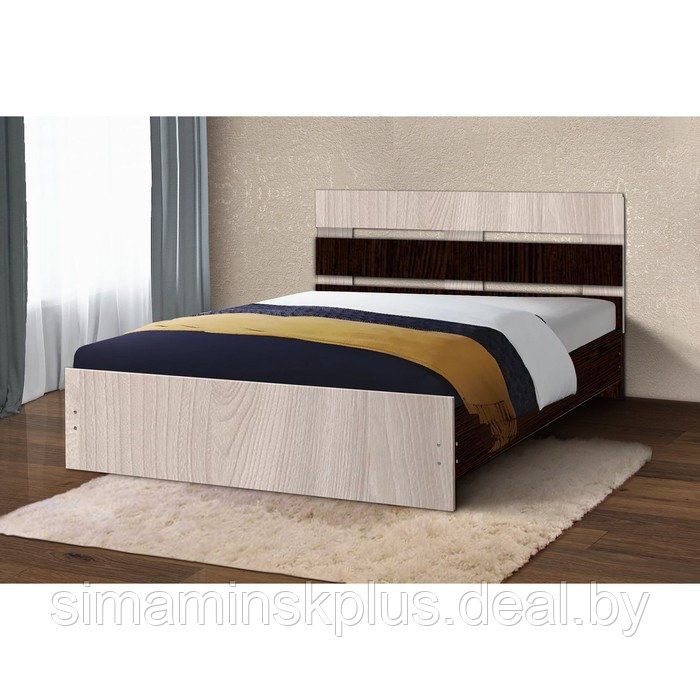 Кровать «Венеция 10», 1200 × 2000 мм, ЛДСП, цвет ясень шимо светлый/венге - фото 1 - id-p177045706