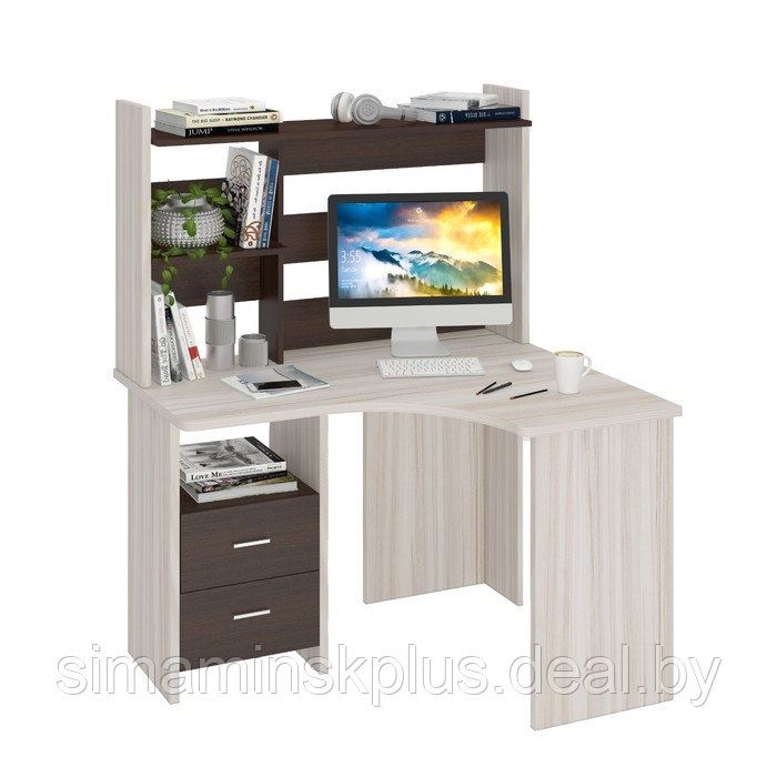 Компьютерный стол, 1200 × 1000 × 1520 мм, правый угол, цвет карамель/венге - фото 1 - id-p177034862