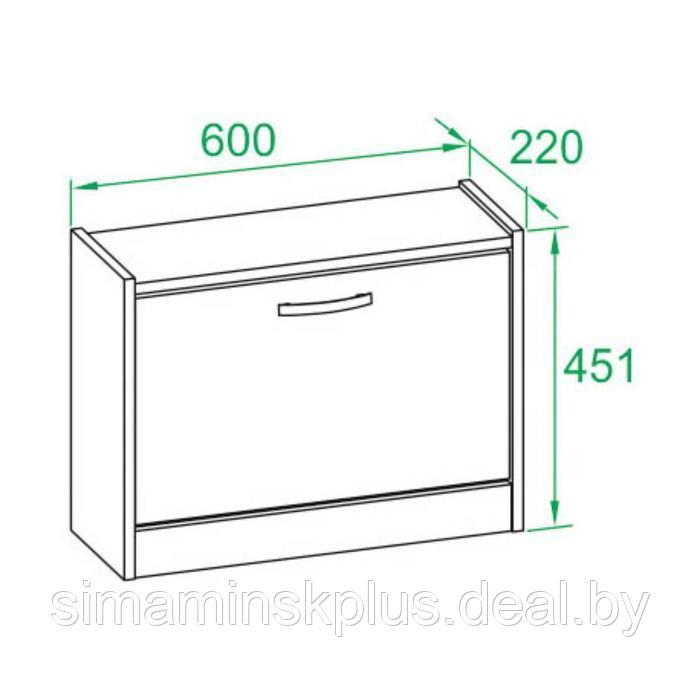 Обувница «ТО-21», 600 × 220 × 451 мм, цвет венге / белёный дуб - фото 3 - id-p177044858