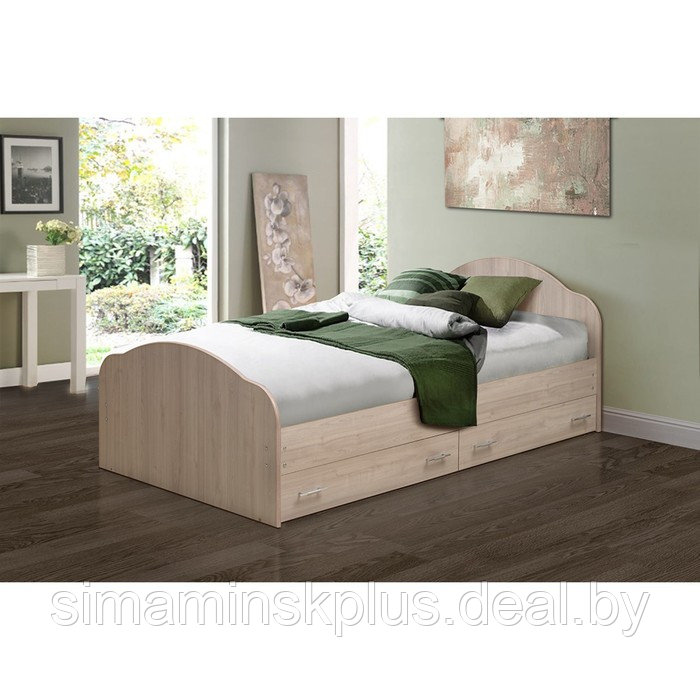 Кровать на уголках №1 с ящиками, 900 × 2000 мм, цвет ясень шимо светлый - фото 1 - id-p177045830