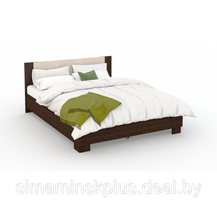 Кровать «Аврора» без ПМ, 140 × 200 см, со встроенным основанием, цвет венге / дуб молочный - фото 1 - id-p177045837