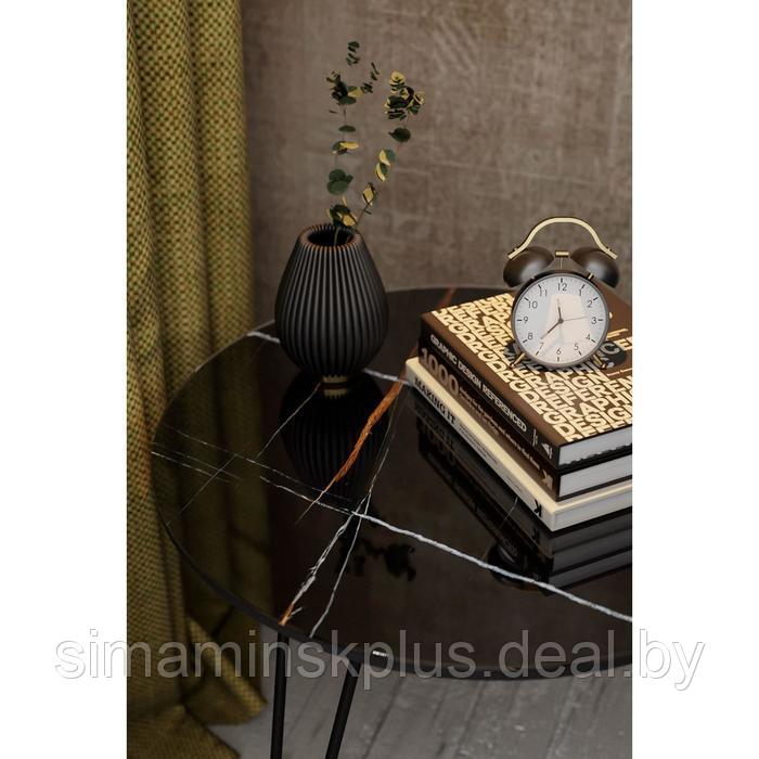 Стол журнальный «РИД Glass 530», 550 × 550 × 550 мм, цвет сахара нуар / чёрный матовый - фото 3 - id-p177036386