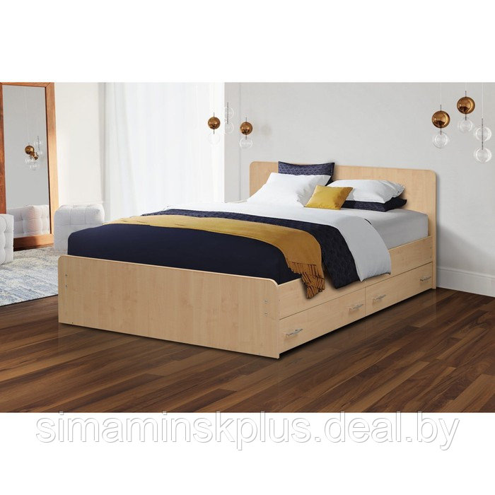 Кровать на уголках №5 с ящиками, 1600 × 2000 мм, цвет клён - фото 1 - id-p177045960