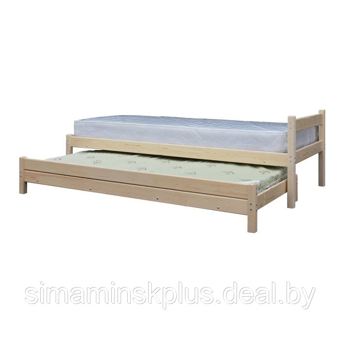 Кровать с выдвижным спальным местом 2 в 1, 800×2000 мм, 800×1900 мм, массив, без покрытия - фото 4 - id-p177038301