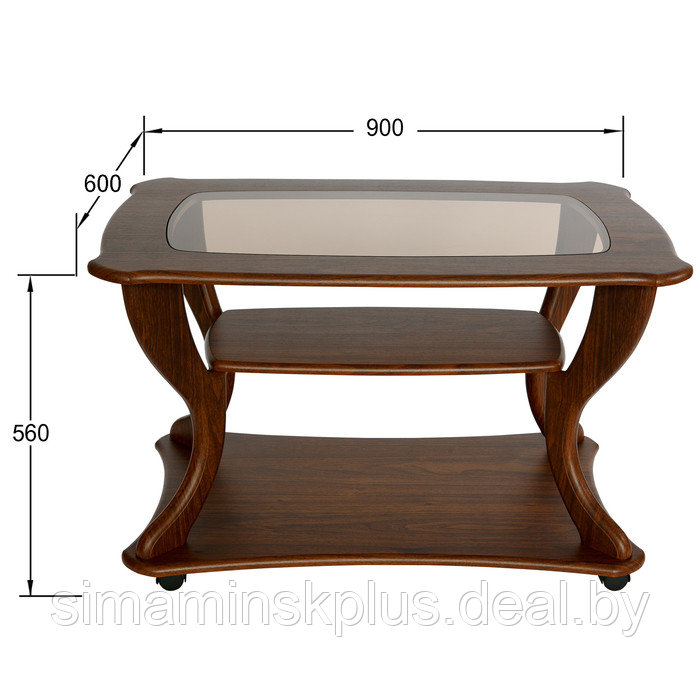 Стол журнальный «Маэстро», со стеклом сжс-02, 900 × 600 × 560 мм, цвет орех - фото 2 - id-p177036433