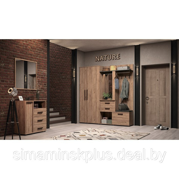 Шкаф для одежды и белья Nature 71, 560 × 400 × 2113 мм, цвет дуб табачный craft - фото 5 - id-p177056479