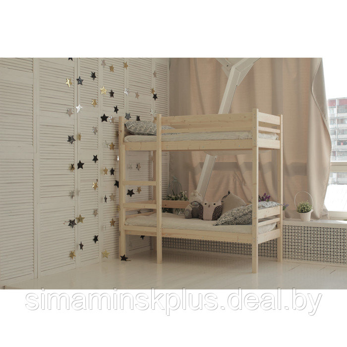 Детская двухъярусная кровать «Дональд», 700×1600, массив сосны, без покрытия - фото 1 - id-p177038324