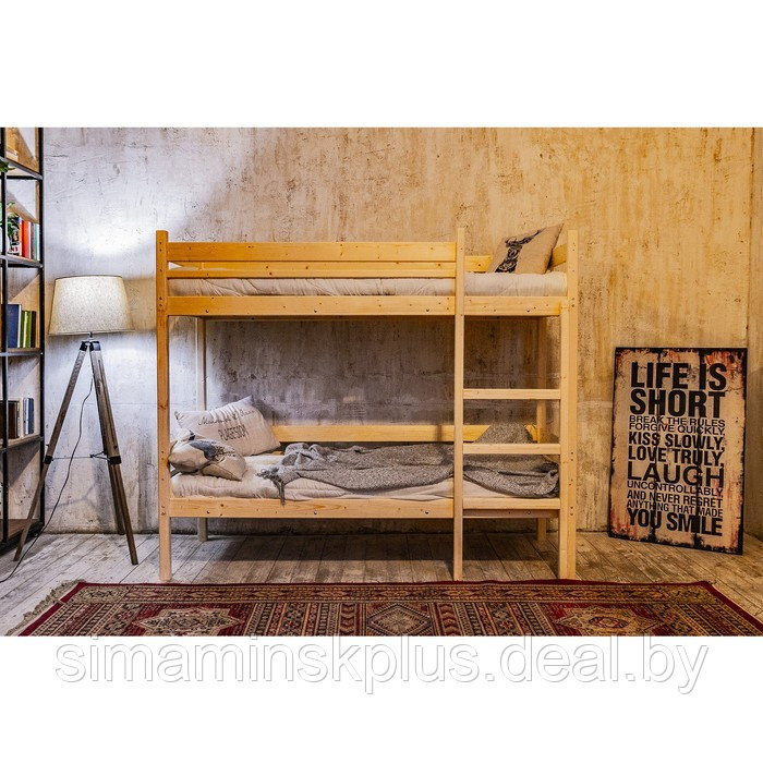 Детская двухъярусная кровать «Дональд», 700×1600, массив сосны, без покрытия - фото 4 - id-p177038324