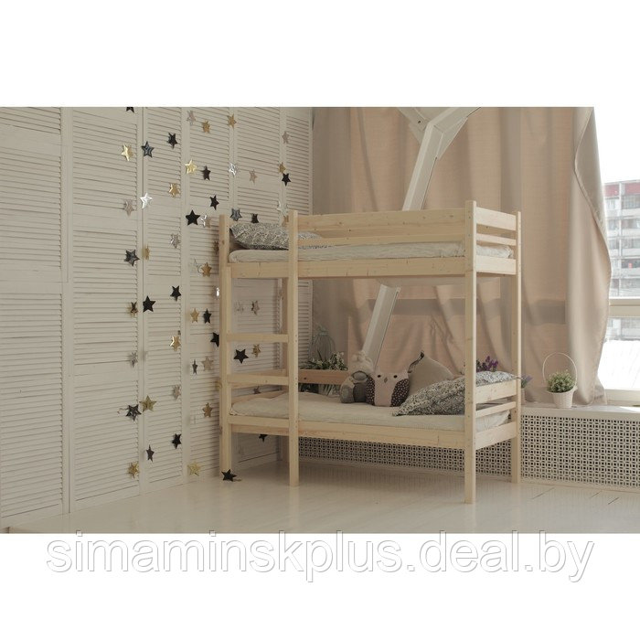 Детская двухъярусная кровать «Дональд», 800×1600, массив сосны, без покрытия - фото 1 - id-p177038332