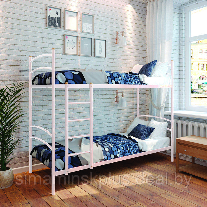 Кровать «Хостел Дуо», 800 × 2000 мм, металл, цвет белый - фото 1 - id-p177038370