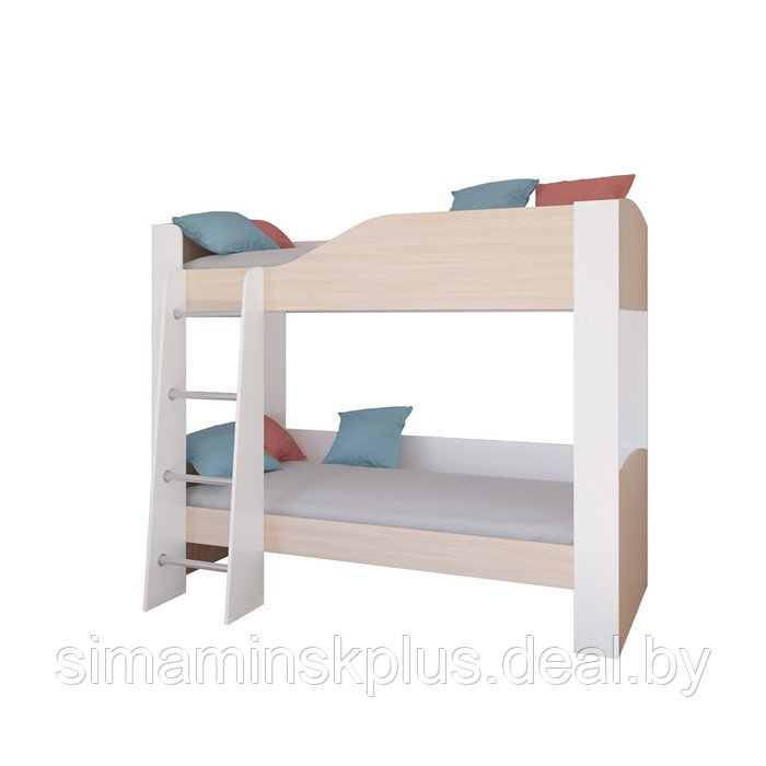 Детская двухъярусная кровать «Астра 2», без ящика, цвет белый / дуб молочный - фото 2 - id-p177038377