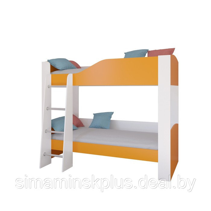 Детская двухъярусная кровать «Астра 2», без ящика, цвет белый / оранжевый - фото 2 - id-p177038380