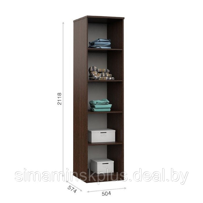 Шкаф 1-дверный «Аврора», 504 × 574 × 2118 мм, цвет венге / дуб молочный - фото 2 - id-p177056553