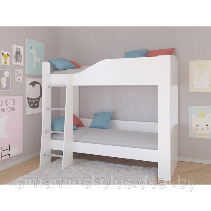 Детская двухъярусная кровать «Астра 2», без ящика, цвет белый / белый - фото 1 - id-p177038387