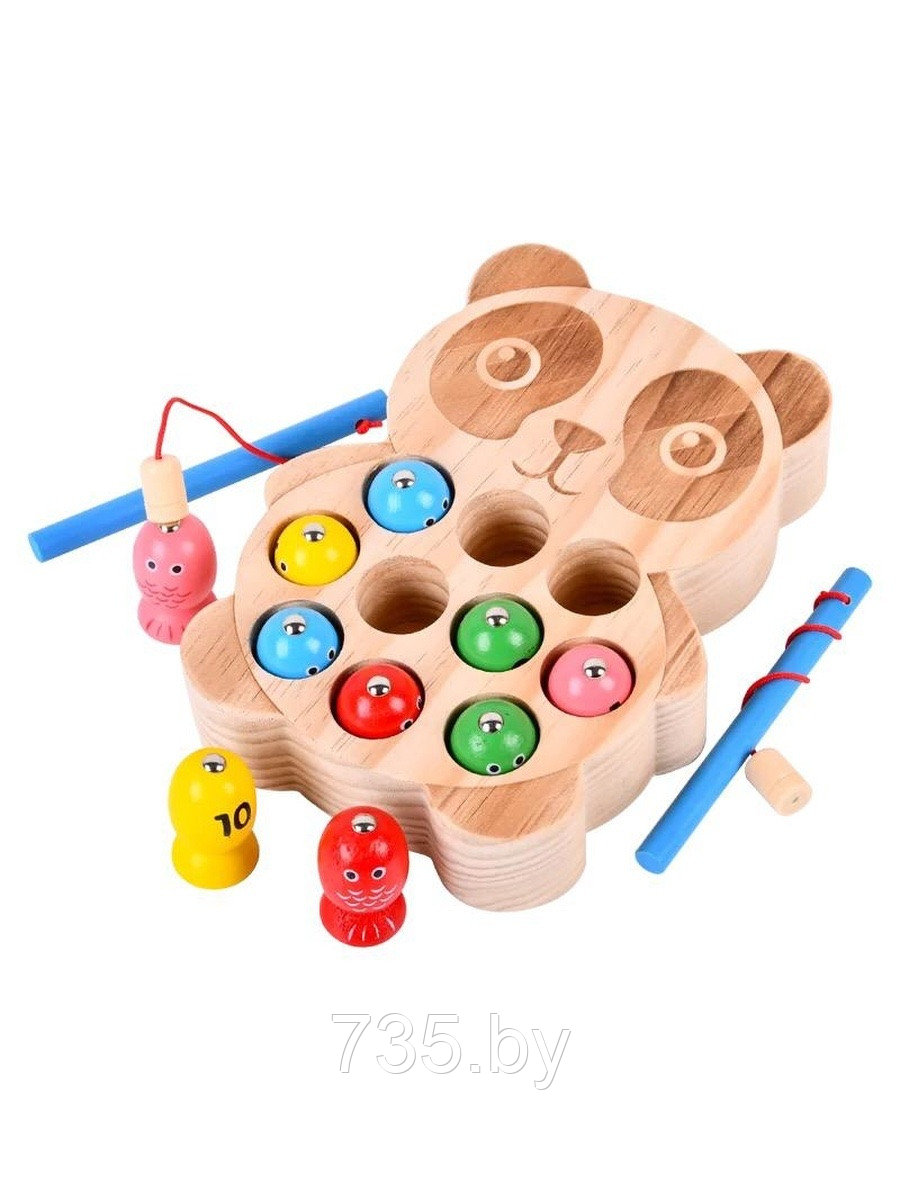 Деревянная игрушка с червячками магнитами