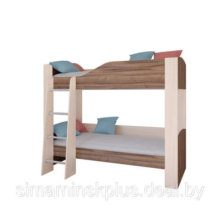 Детская двухъярусная кровать «Астра 2», без ящика, цвет дуб молочный / орех - фото 2 - id-p177038401