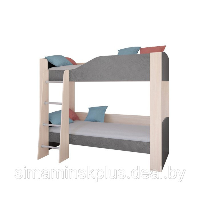Детская двухъярусная кровать «Астра 2», без ящика, цвет дуб молочный / железный камень - фото 2 - id-p177038408